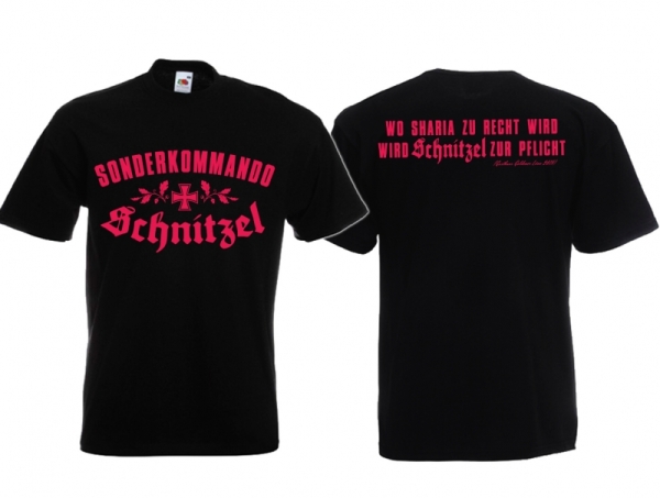 Frauen T-Shirt - Sonderkommando Schnitzel - schwarz/pink