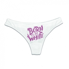 String Tanga - Born to be white Logo - weiß