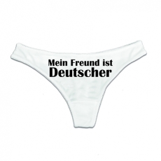 String Tanga - Mein Freund ist Deutscher - weiß