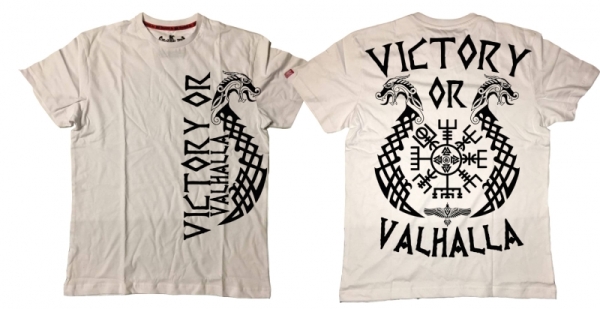 Premium Shirt - Victory or Valhalla - weiß/schwarz