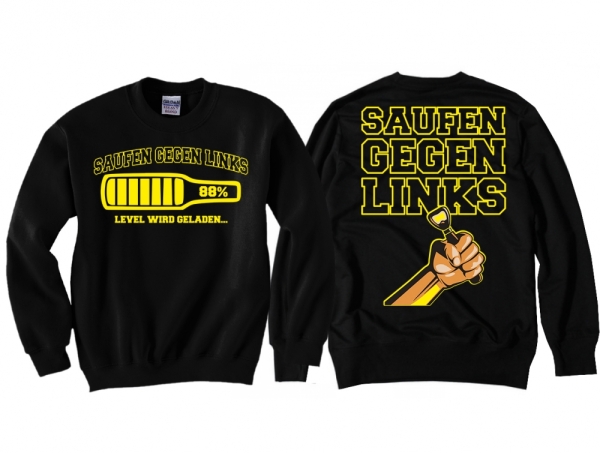 Pullover - Saufen gegen Links - schwarz/gelb