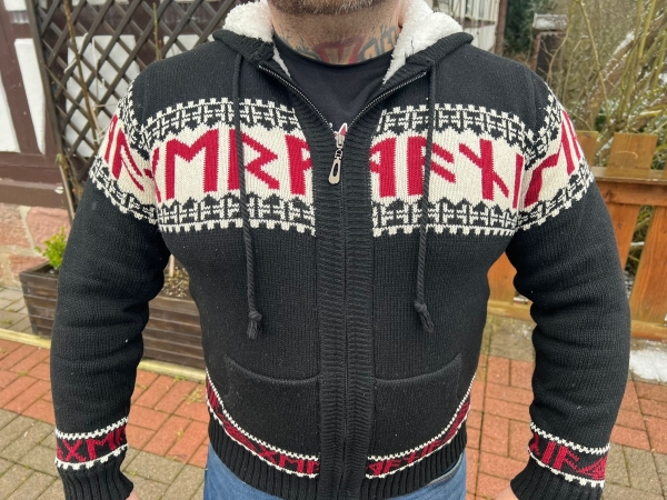 Runenstrickjacke Winter - Germania - schwarz-weiß-rot+++NUR WENIGE DA+++