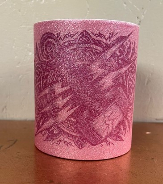 Glitzer Tasse - pink - Thors Hammer - Der Zerschmetterer