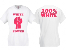 Frauen T-Shirt - White Power - weiß/pink - groß