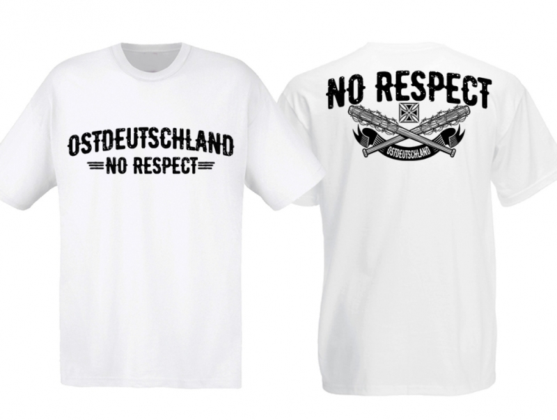 T-Hemd - Ostdeutschland - No Respect - weiß/schwarz - Motiv 1