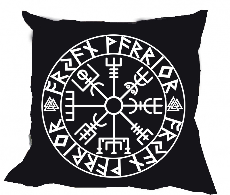 Kissen - Aryan Warrior - Vegvisir - schwarz/weiß