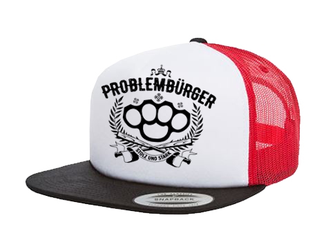 Cap Problembürger - 3-Tone - schwarz/weiß/rot - Trucker Cap