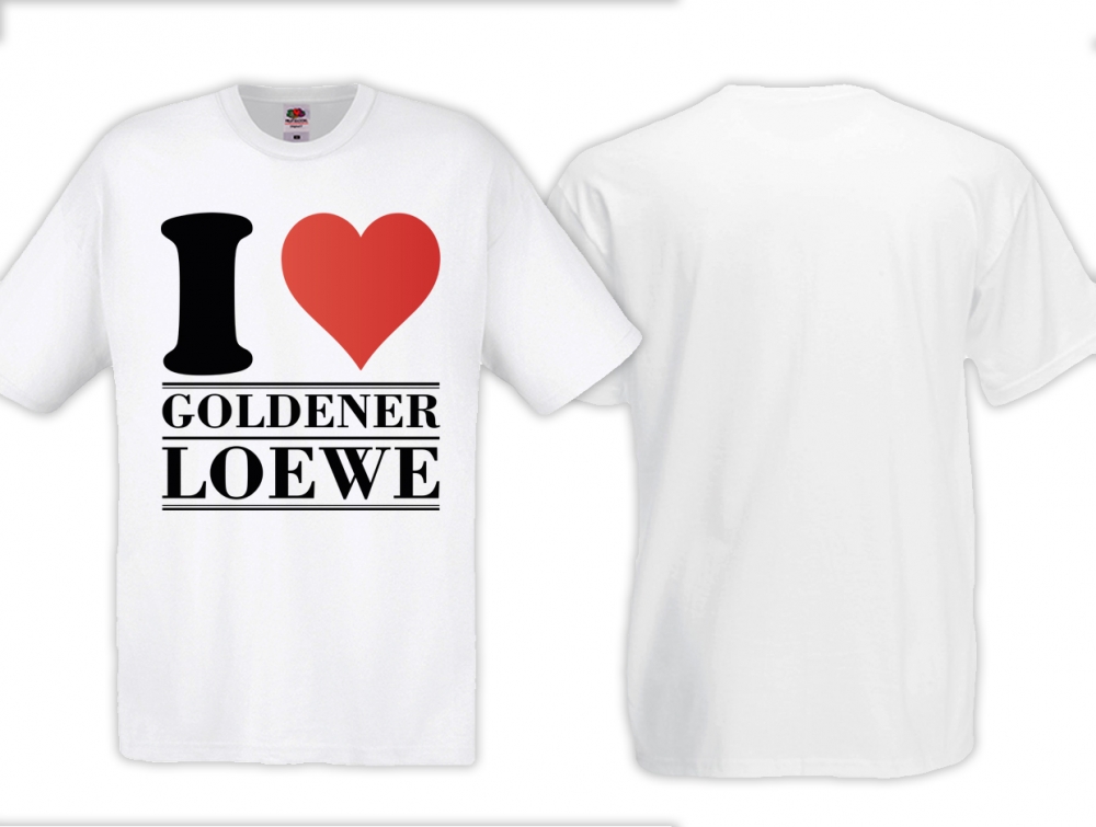 Frauen T-Shirt - I Love Goldener Löwe - weiß