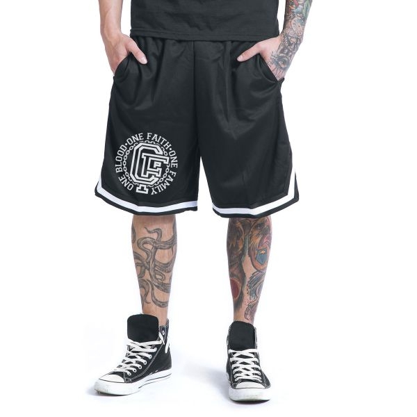 Mesh Short - One Family - One blood - schwarz/weiß