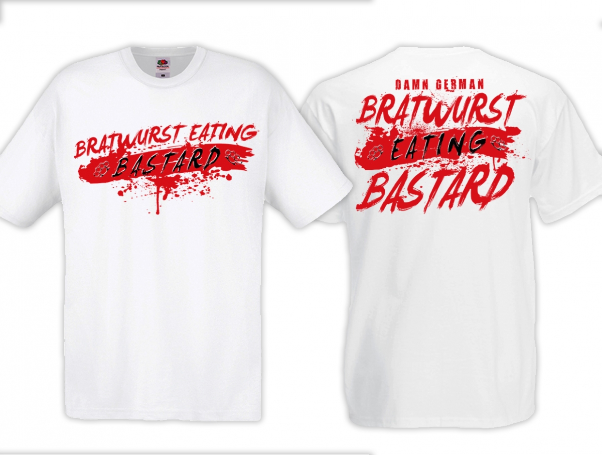 T-Hemd - Bratwurst eating Bastard - weiss/rot