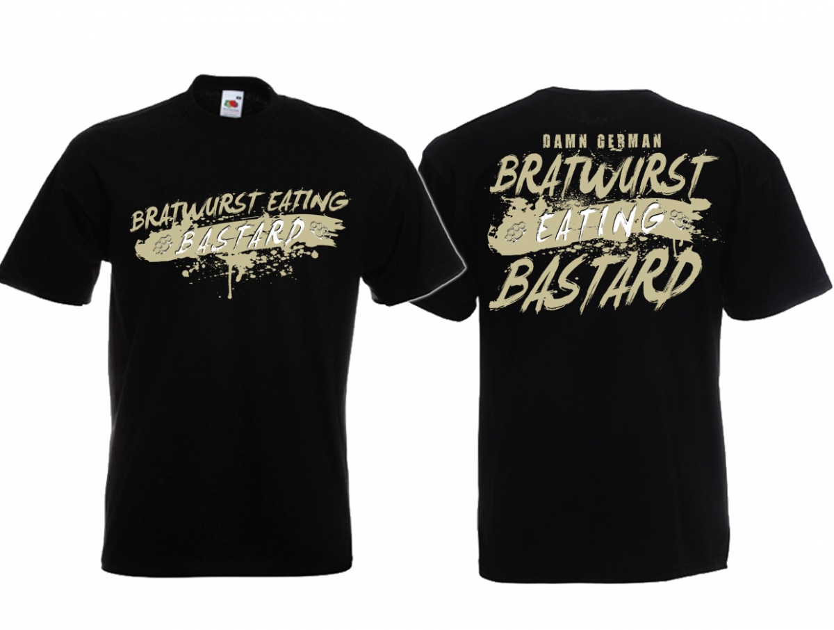 T-Hemd - Bratwurst eating Bastard - schwarz/beige