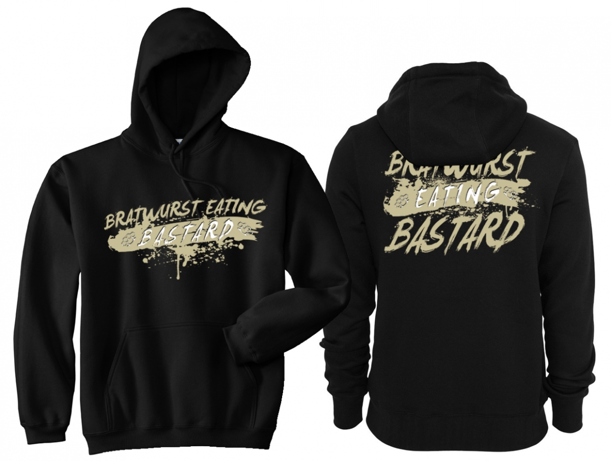 Frauen Kapuzenpullover - Bratwurst eating Bastard - schwarz/beige