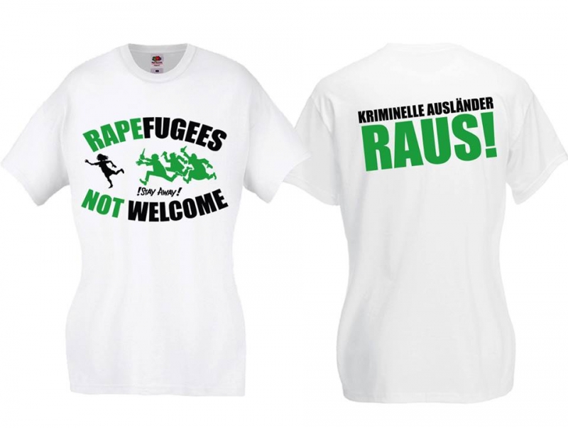 Frauen T-Shirt - Rapefugees not Welcome + Rücken - weiß