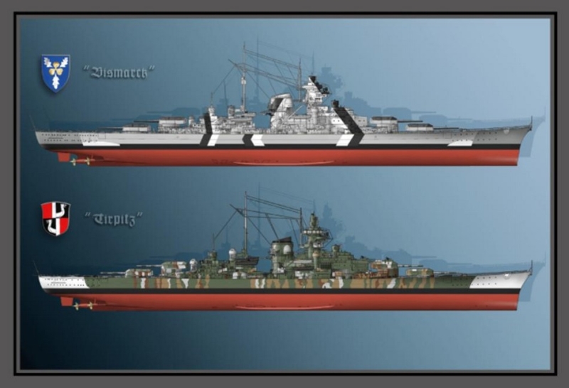 Blechschild - 20x30cm - Deutsche Kriegsmarine - Bismrack & Tirpitz