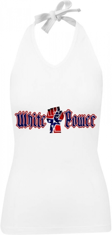 Frauen Neckholder Top - White Power - Dog Face - Südstaaten - weiß