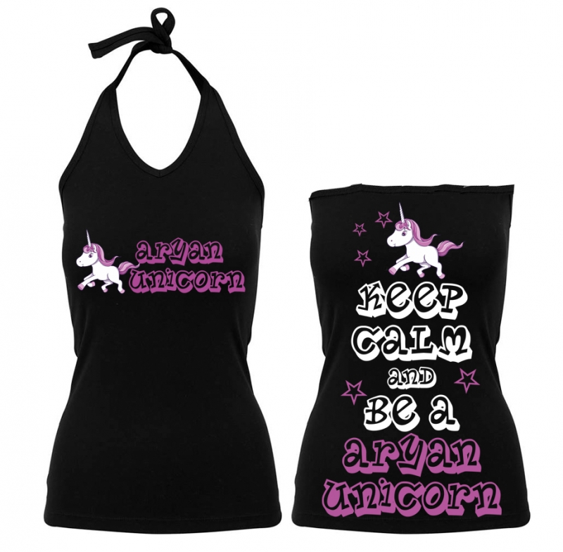 Frauen Neckholder Top - Aryan Unicorn - Motiv1 - schwarz