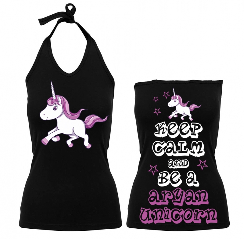 Frauen Neckholder Top - Aryan Unicorn - Motiv2 - schwarz