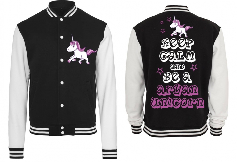 Frauen College Jacke - schwarz/weiß - Aryan Unicorn - Motiv 2