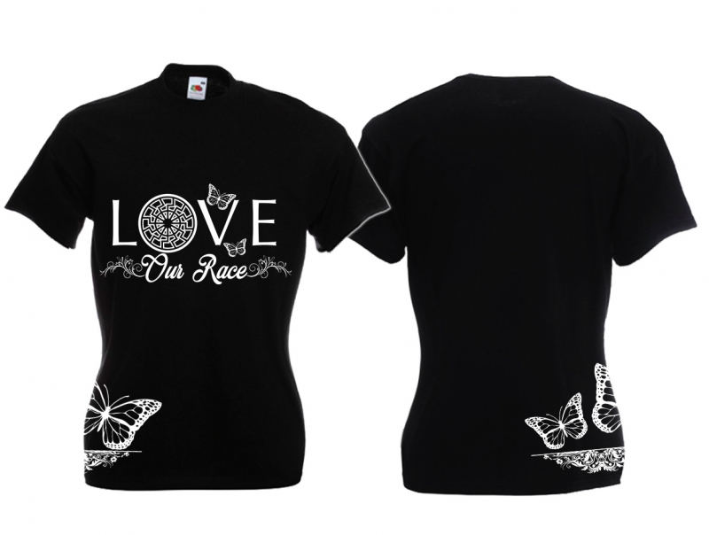 Frauen T-Shirt - Love our Race - schwarz/weiß - Motiv2