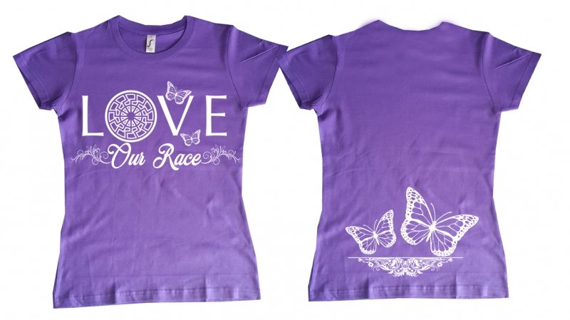 Frauen T-Shirt - Love our Race - lila