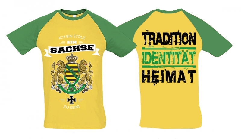 Raglan T-Shirt - Stolz Sachse zu sein - Gold/KellyGreen