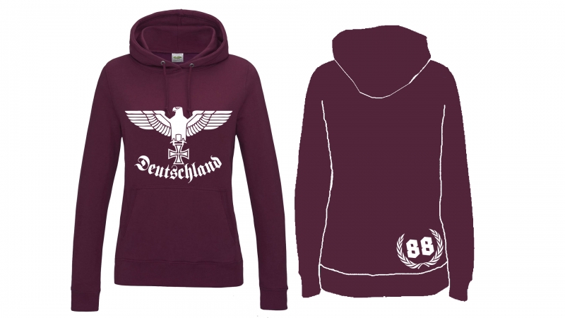 Frauen College Hoodie - Reichsadler Deutschland - burgundy