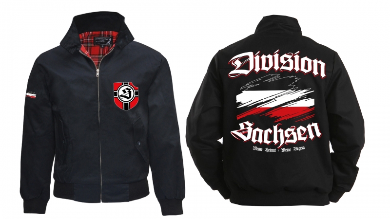 Harrington Jacke - bedruckt - schwarz - Division Sachsen - Motiv 2