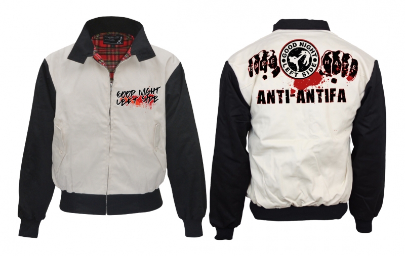 Harrington Jacke - bedruckt - schwarz/weiß - Anti-Antifa