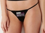 String Tanga - Born to be white - Leopard - schwarz/pink