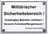 Emailleschild - Militärischer Sicherheitsbereich