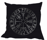 Kissen - Aryan Warrior - Vegvisir - schwarz/silber