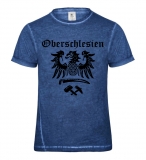 T-Hemd - Used Look - Oberschlesien mit Adler - blau