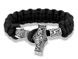 Armband - Paracord - Thorshammer mit Rune - 23cm - schwarz