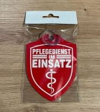 Schild mit Saugnapf - Pflegedienst im Einsatz