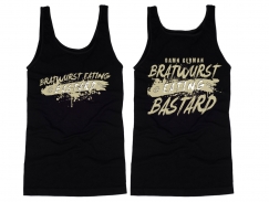 Muskelshirt/Tank Top - Bratwurst eating Bastard - schwarz/beige