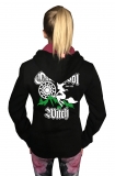 Druck18 Premium - Frauen Kapuzenjacke - Old School Witch - schwarz